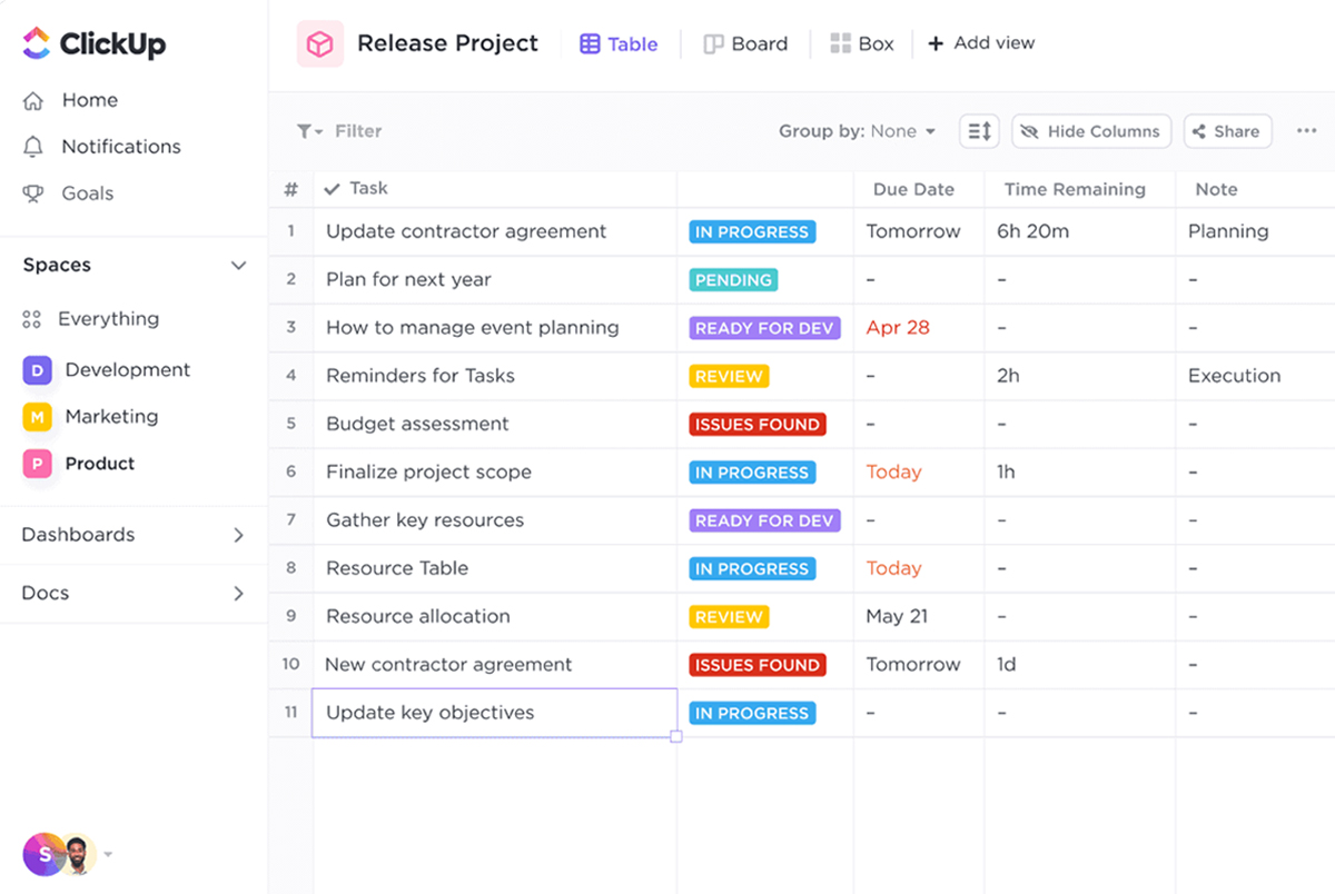 ClickUp interface.