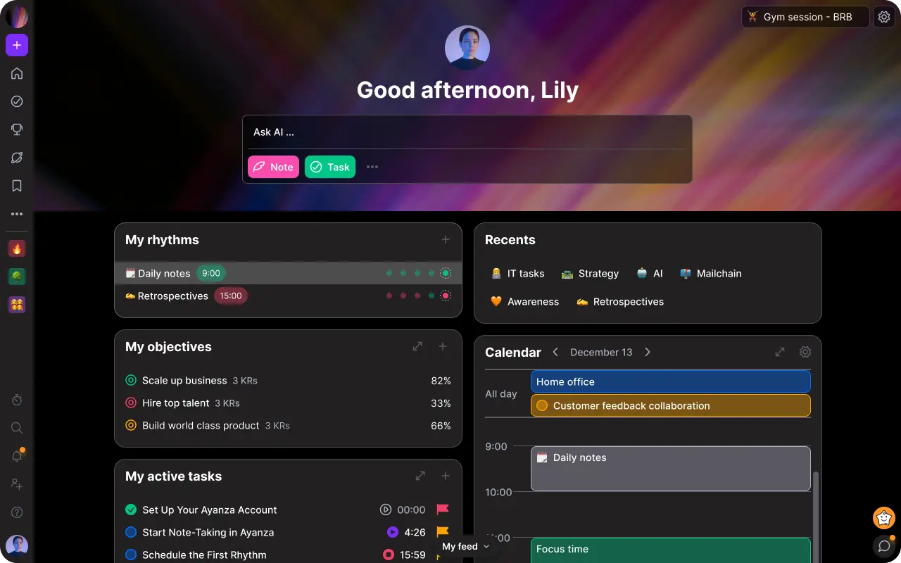 Ayanza interface.