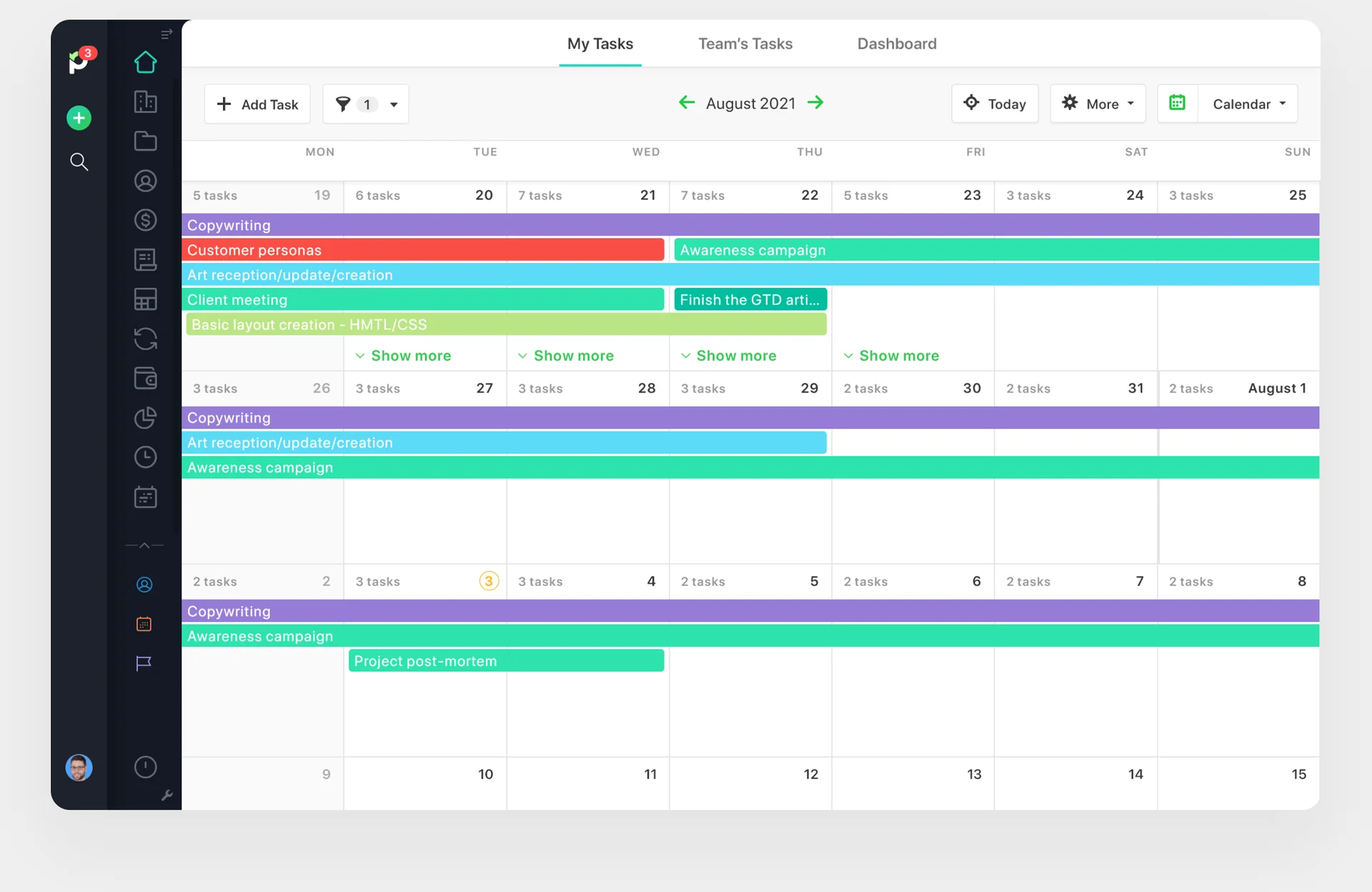 Paymo interface.